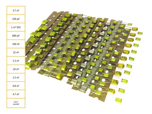 Set de condensadores poliester 13 valores variados KIT