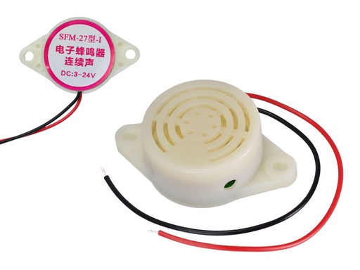 SFM-27-I Zumbador Buzzer de Sonido Continuo VT: 3-24 VCC Tamaño: 30mm x 15mm