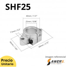 SHF25 Soporte sujetador eje lineal de 25mm