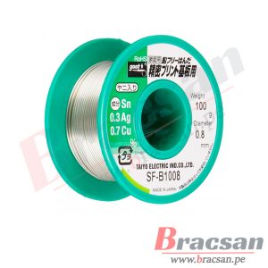 SOLDADURA ESTAÑO LIBRE DE PLOMO 100GR 0.8MM GOOT SF-B1008