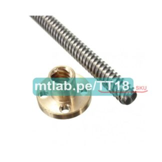 T10 1500mm Tornillo trapezoidal de 10mm de diametro y 2 mm de avance por vuelta (de 1 hilo) , incluye tuerca NUT T10 de 1 hilo