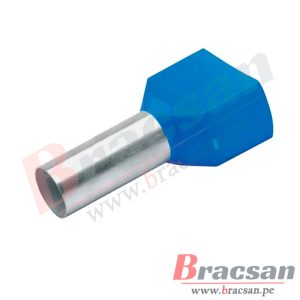 TERMINAL TIPO TUBULAR SOBRE MOLDEADO DOBLE AZUL 14AWG 2.5MM 100PCS K’LEB TE2510