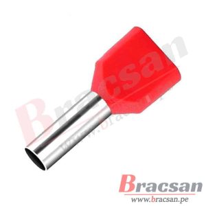TERMINAL TIPO TUBULAR SOBRE MOLDEADO DOBLE ROJO 16AWG 1.5MM 100PCS CHS TE1508