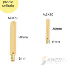 Tornillo separador hex metalico M-H M3x50 M3x30
