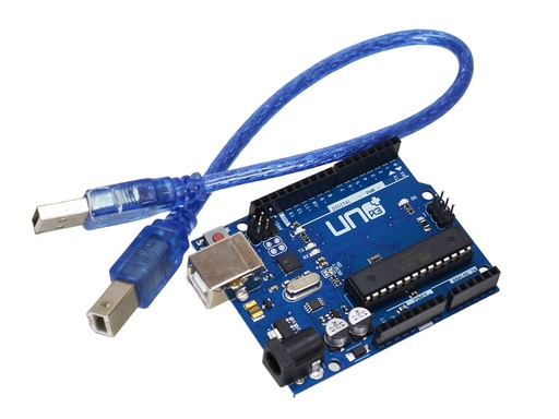 Uno R3+ Compatible con IDE Arduino, Modulo de Desarrollo "OverClick"+ Cable USB