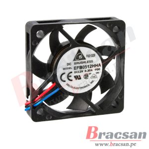 VENTILADOR 12VDC 0.20A 3 CABLES 50X50X10MM DELTA EFB0512HHA