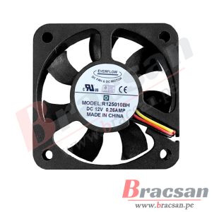 VENTILADOR 12VDC 0.25A 3 CABLES 50X50X10MM EVERFLOW R125010BH
