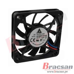 VENTILADOR 12VDC 0.25A 3 CABLES 60X60X10MM DELTA EFB0612HHA