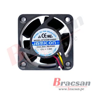 VENTILADOR 12VDC 1.6W 3 CABLES 40X40X20MM JAMICON KF0420B1HMSR