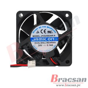 VENTILADOR 24VDC 0.14A 2 CABLES 60X60X25MM JAMICON JF0625B2SR-R