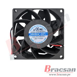 VENTILADOR 24VDC 0.62A 2 CABLES 80X80X38MM JAMICON KF0838B2SR-R